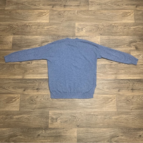 Minnie Rose 100% Cashmere Long and Lean V-Neck Sweater Blue Size Medium - Picture 4 of 10